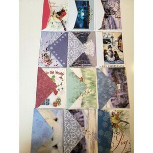 New Vintage Lot of 12 Christmas Cards Unused Envelopes Mixed Era